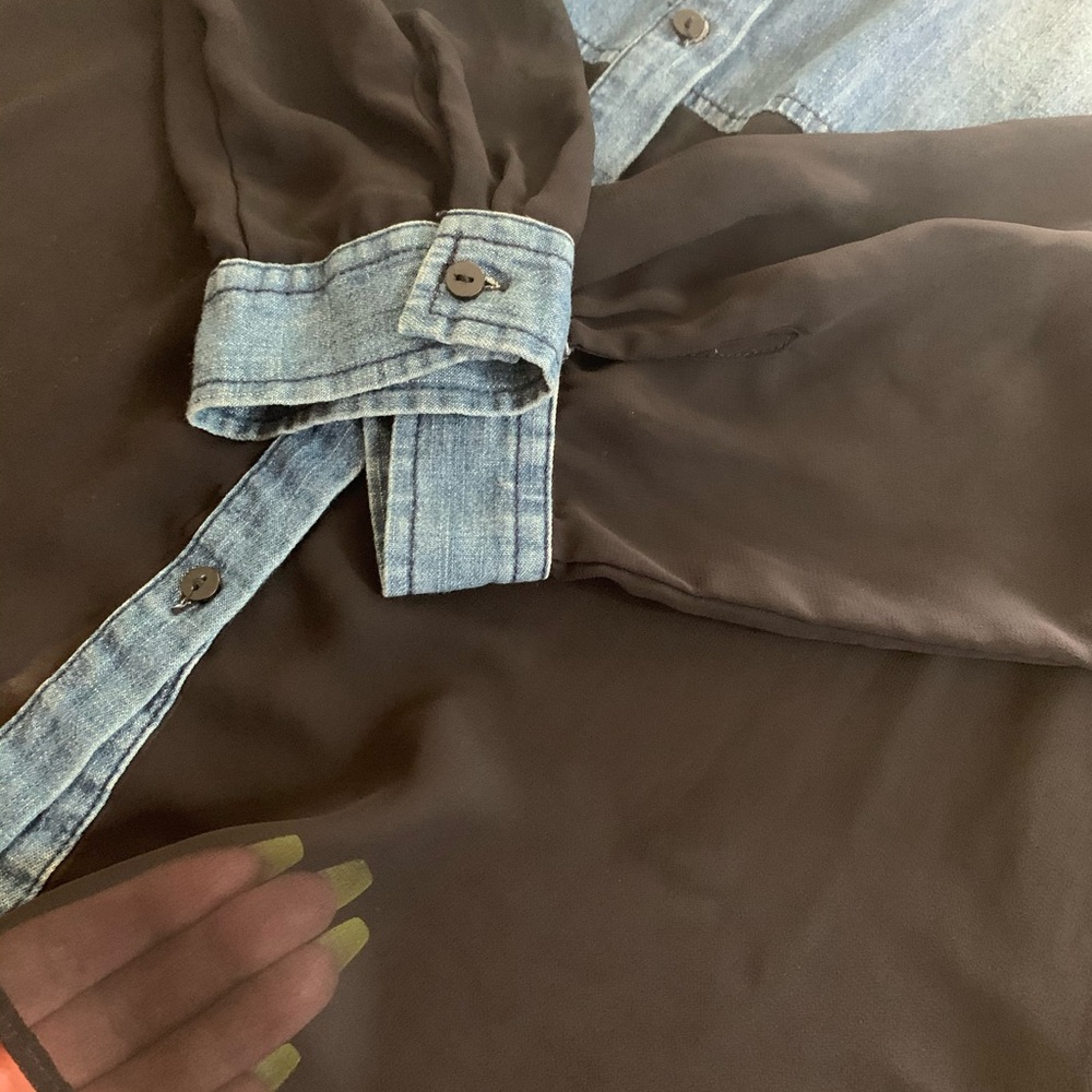 Women’s Denim Button Down with Shear - Picture 2 of 6